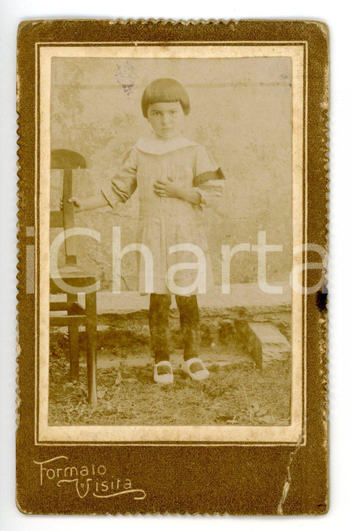 1900 ca TORINO Ritratto di bambina in abito a quadretti *Foto G. CIANOTTO - CDV