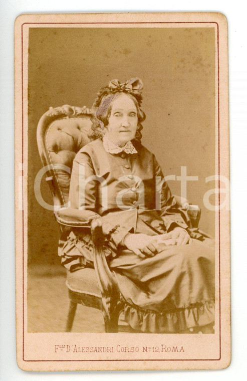 1870 ca ROMA Anziana donna con nastro tra i capelli *Foto D'ALESSANDRI - CDV