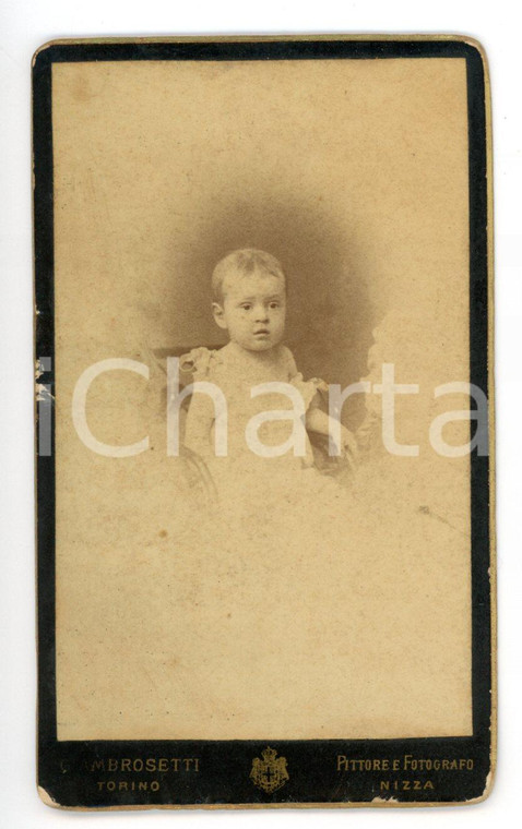 1880 ca TORINO Ritratto di bambino in abito chiaro *Foto G. AMBROSETTI - CDV