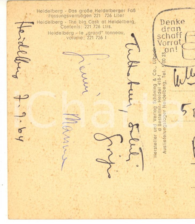 1964 HEIDELBERG Cartolina giornalista Giorgio SANSA - Autografo FG VG