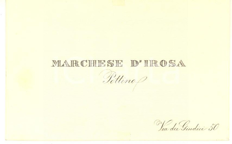 1950 ca s. l. Marchese POTTINO D'IROSA - Biglietto da visita VINTAGE