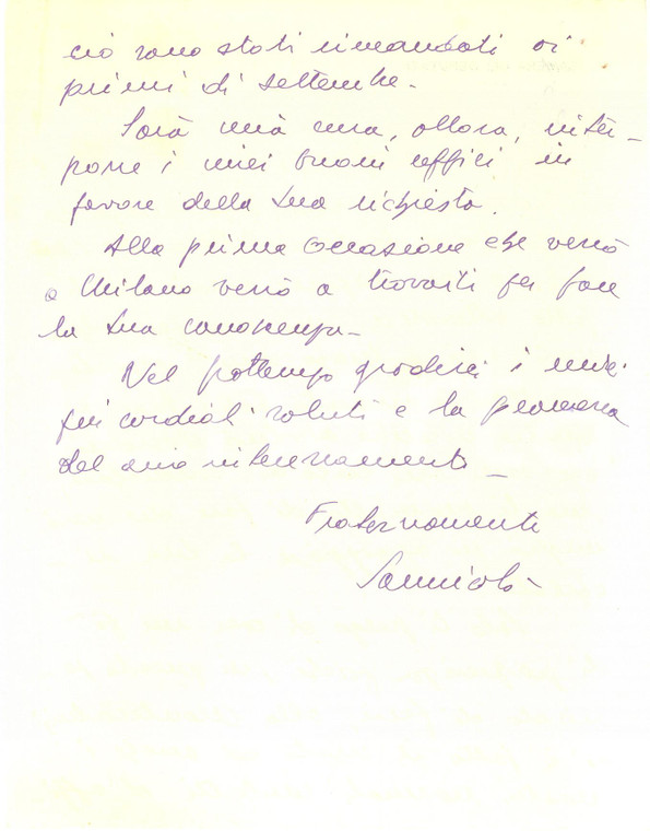 1950 ROMA Lettera on. Umberto SANNICOLO' per aiuto in una pratica - AUTOGRAFO