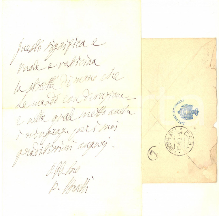 1915 TORINO Lettera on. Paolo BOSELLI a Ubertina Messea - AUTOGRAFO