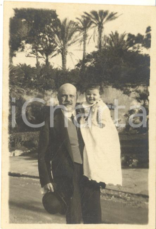 1930 ca GENOVA Ritratto di Giulio MORPURGO con bambina - Fotografia 7x11