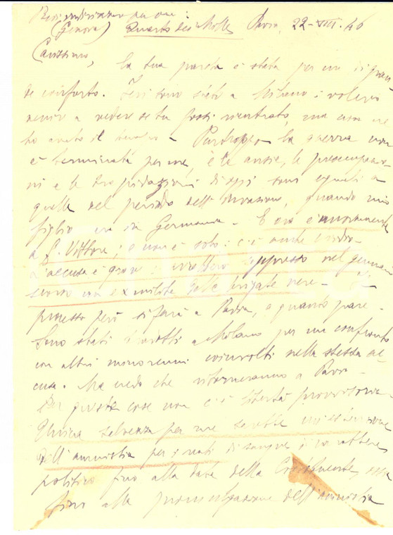 1946 PAVIA Mariano MARESCA e il processo al figlio per fatti di guerra AUTOGRAFO