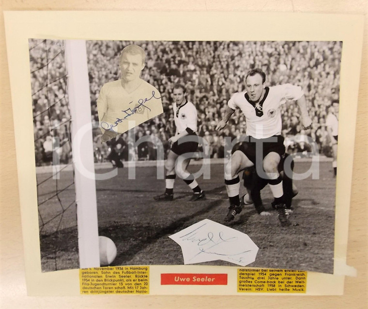 1961 GERMANY  Footballer Uwe SEELER Singer Willy HAGARA SIGNED photo collage