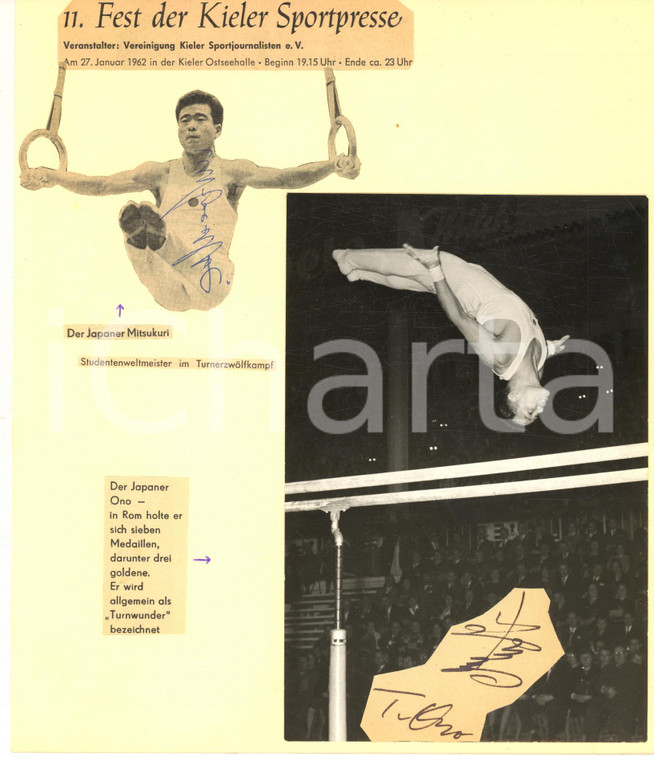 1962 SPORT ATHLETICS JAPAN Takashi ONO - Takashi MISTUKURI *SIGNED photo collage