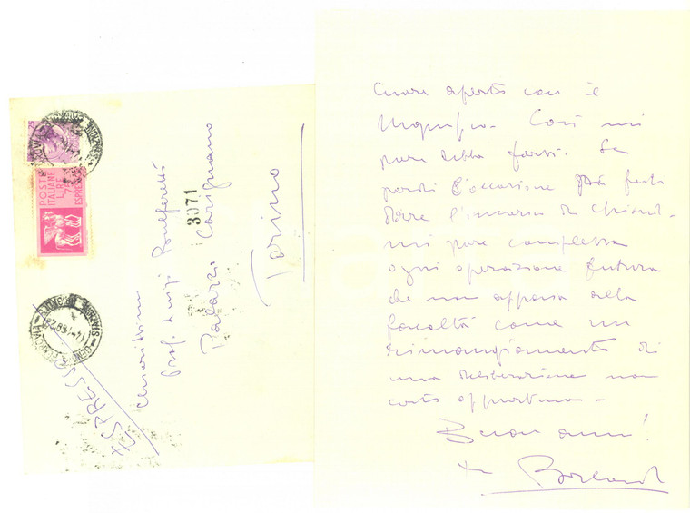 1960 GENOVA Lettera Franco BORLANDI a Luigi BULFERETTI - Autografo