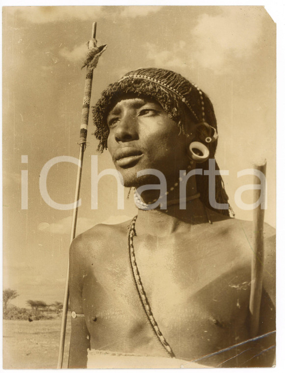 1950 ca AMAZZONIA Ritratto di giovane indigeno - Foto ARTISTICA 18x24 cm