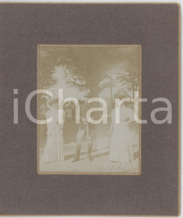 1908 FRASCATI (RM) Nobildonne e ufficiale a passeggio - Foto 14x16 cm