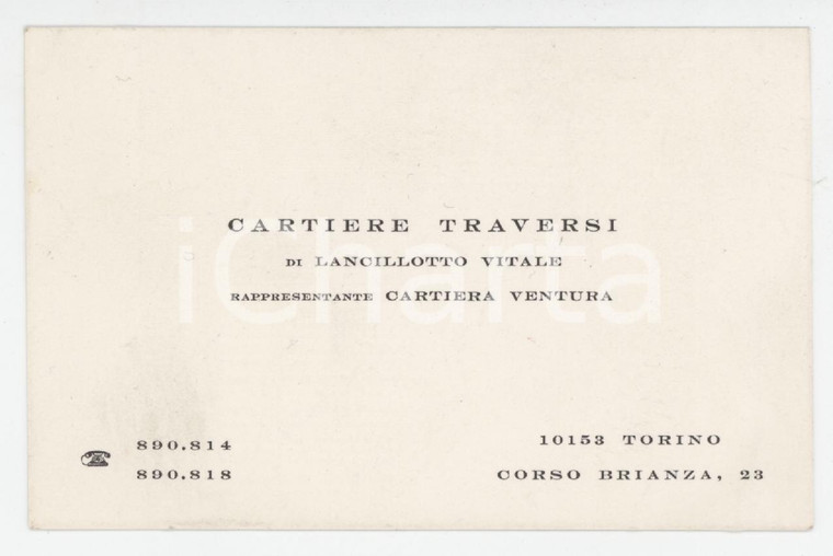 1950 ca TORINO - Cartiere TRAVERSI di Lancillotto VITALE - Biglietto da visita