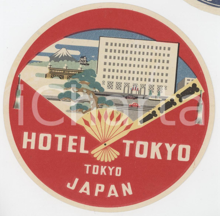 1950 ca TOKYO - JAPAN Hotel Tokyo - Etichetta ILLUSTRATA 9x9 cm