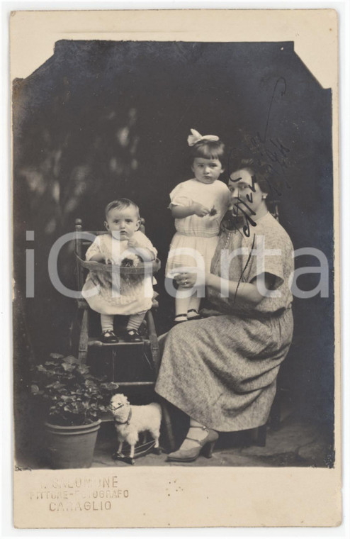 1924 CARAGLIO Madre, figlie e pecora giocattolo - Fotocartolina SALOMONE - FP NV