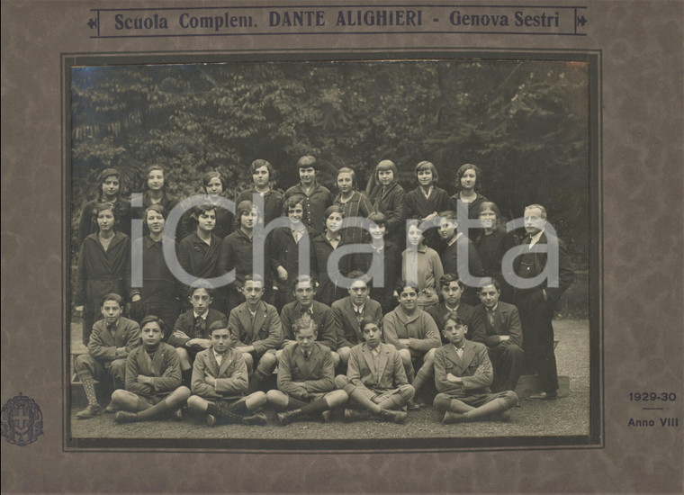 1930 GENOVA SESTRI Scuola Complementare DANTE ALIGHIERI - Ritratto classe *Foto