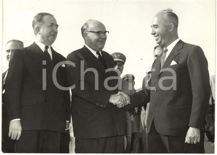 1957 ROMA Segretario Generale NATO Paul-Henri SPAAK con ministri PELLA e TAVIANI