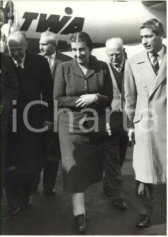 1957 ROMA CIAMPINO Arrivo di Golda MEIR Ministro degli Esteri di ISRAELE *Foto