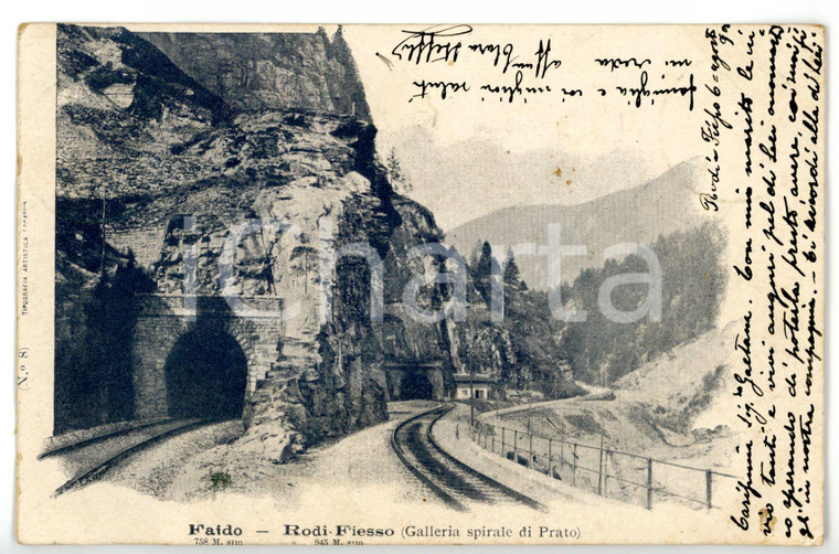 1903 FAIDO (SVIZZERA) FERROVIA DEL GOTTARDO Galleria spirale di PRATO *Cartolina