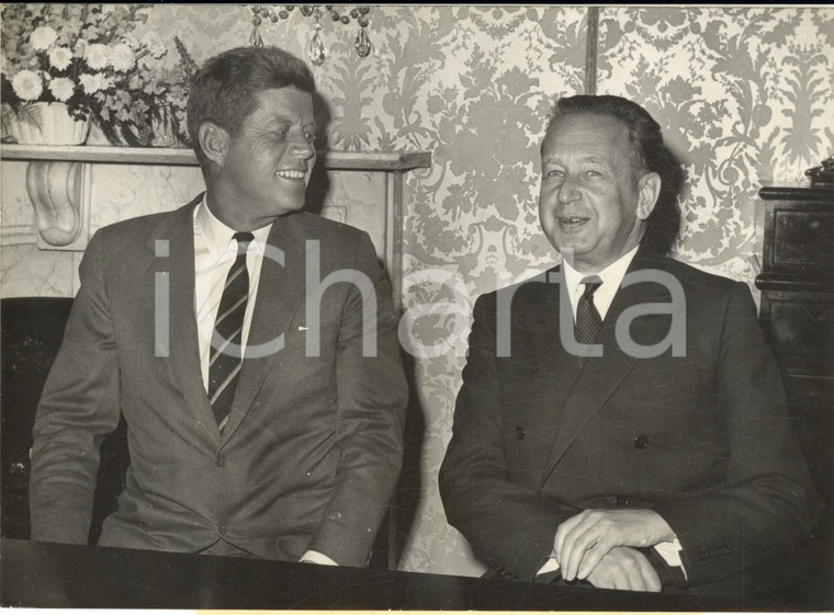 1960 NEW YORK John Fitzgerald KENNEDY incontra Dag HAMMARSKJOLD *Foto 18x13