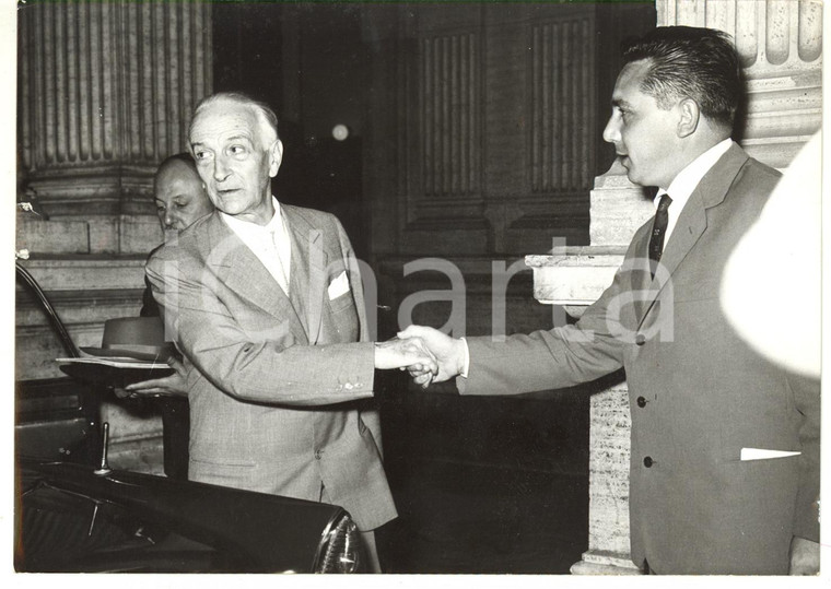 1959 ROMA Antonio SEGNI in partenza per PARIGI *Foto VINTAGE 18x13 cm