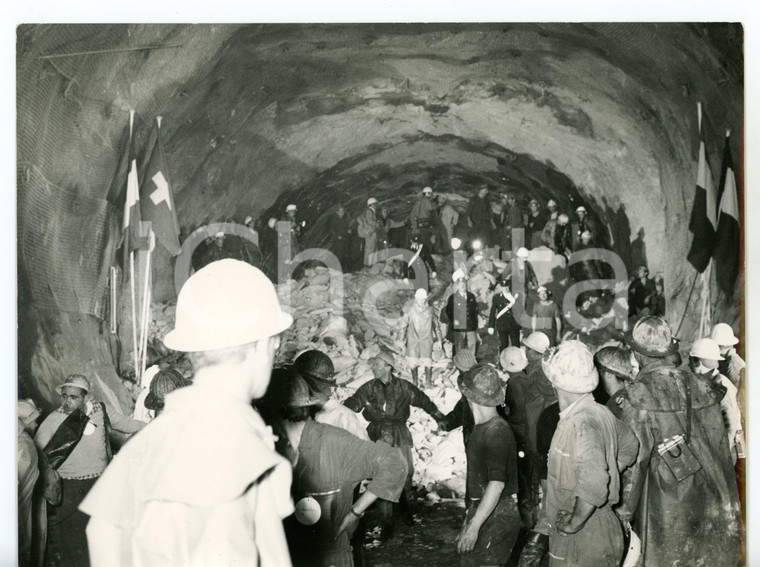 1962 TRAFORO MONTE BIANCO Incontro tra minatori italiani e francesi *Foto 18x24