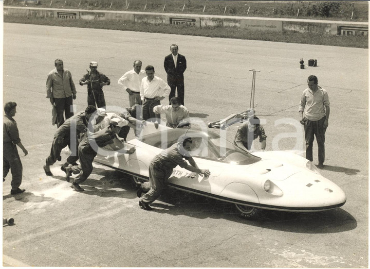 1957 MONZA AUTOMOBILISMO Partenza per prove di velocità ABARTH 750 *Foto 18x13