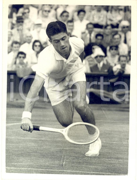 1955 TENNIS WIMBLEDON Ken ROSEWALL in action against Giuseppe MERLO *Photo 15x20