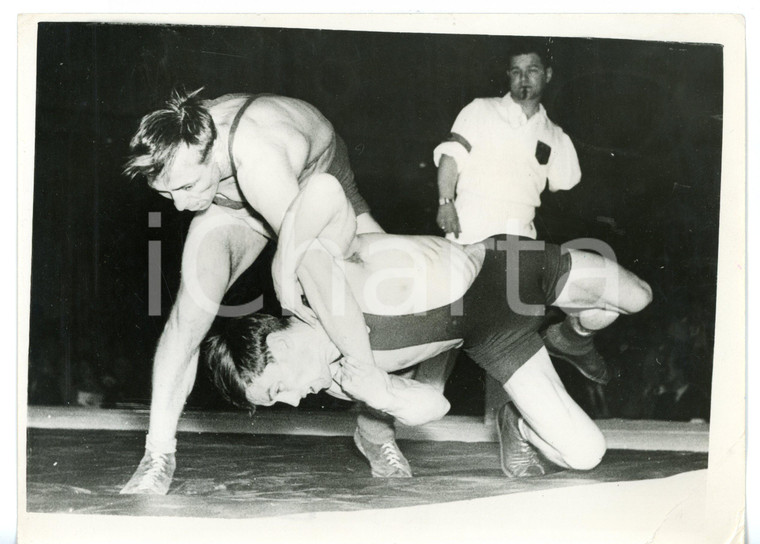 1955 KARLSRUHE World Wrestling Championships - Ingnazio FABRA and Heinrich WEBER