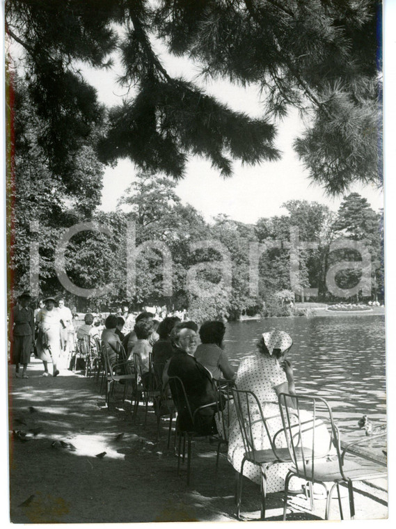 1954 PARIS Estate al Bois de Boulogne - Parigini in riva al lago *Foto 13x18 cm