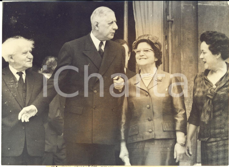 1959 PARIS Charles DE GAULLE riceve David BEN GURION con la moglie *Foto