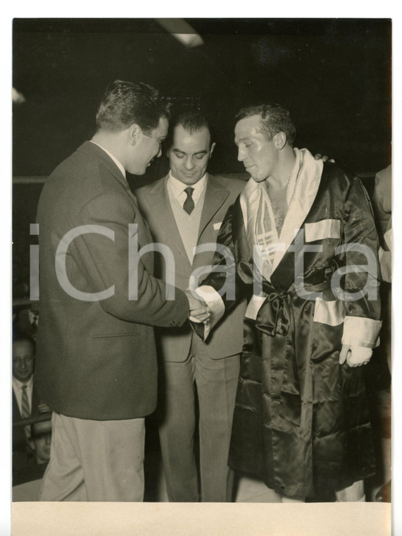 1955 MILANO BOXE Duilio LOI e Nazzareno GIANNELLI con Sergio MILAN *Foto 13x18