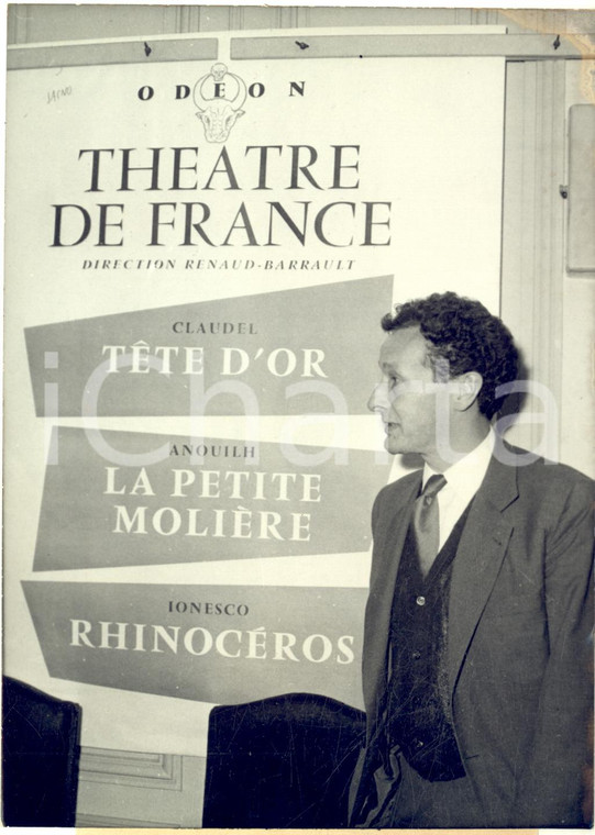 1959 PARIS Théâtre ODEON - Jean-Louis BARRAULT avec la nouvelle affiche *Photo