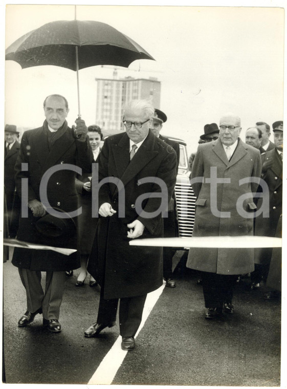 1958 MILANO Viale Certosa - Giovanni GRONCHI inaugura il CAVALCAVIA DEL GHISALLO