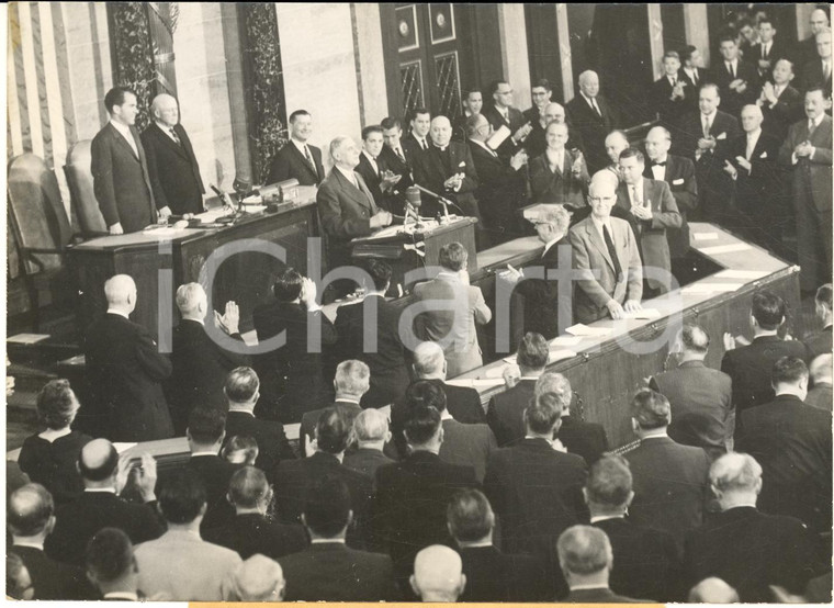 1960 WASHINGTON Discorso gen. Charles DE GAULLE al Congresso *Foto 18x13 cm