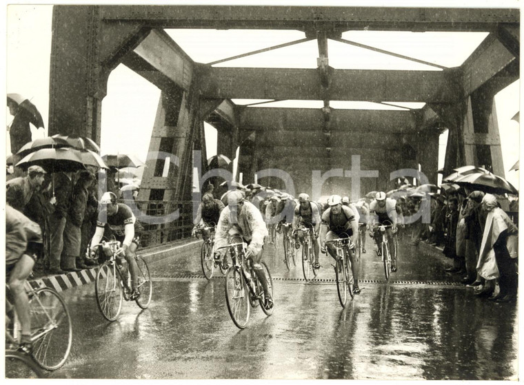 1957 SESTO CALENDE CICLISMO Giro d'Italia - Il gruppo sul "Punt da Féer" *Foto
