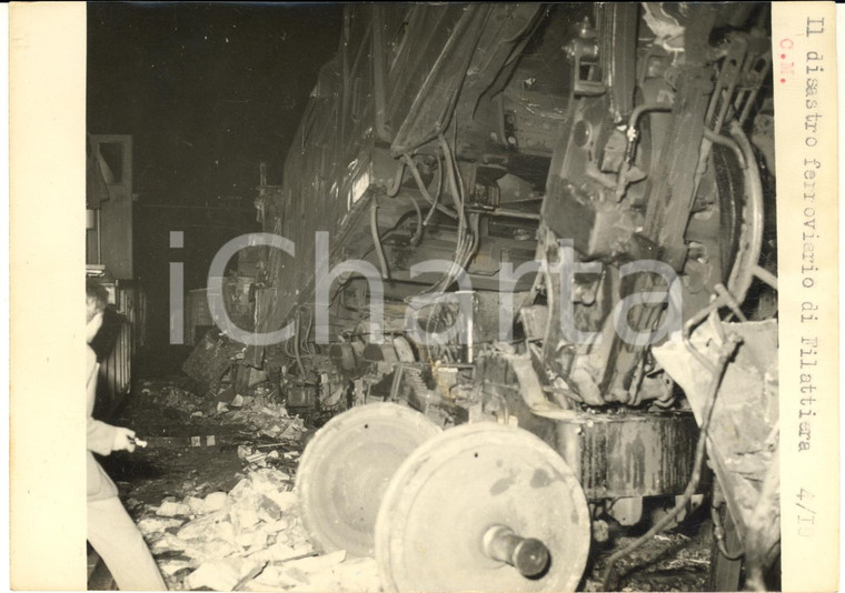 1953 FILATTIERA (MS) Scontro ferroviario - Un locomotore distrutto *Foto 18x13