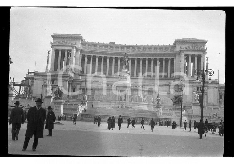 6x9cm NEGATIVO ORIGINALE * 1921 ROMA Il Vittoriano visto da piazza Venezia