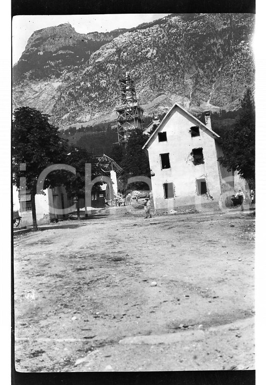 6x9cm NEGATIVO ORIGINALE *1921 FRIULI Paese in ricostruzione dopo grande guerra