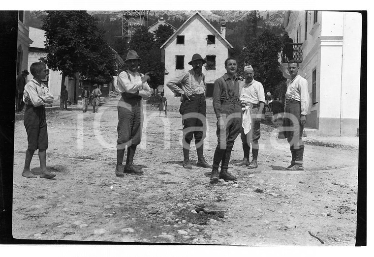 6x9cm NEGATIVO ORIGINALE* 1921 FRIULI Lavoratori per la ricostuzione del paese