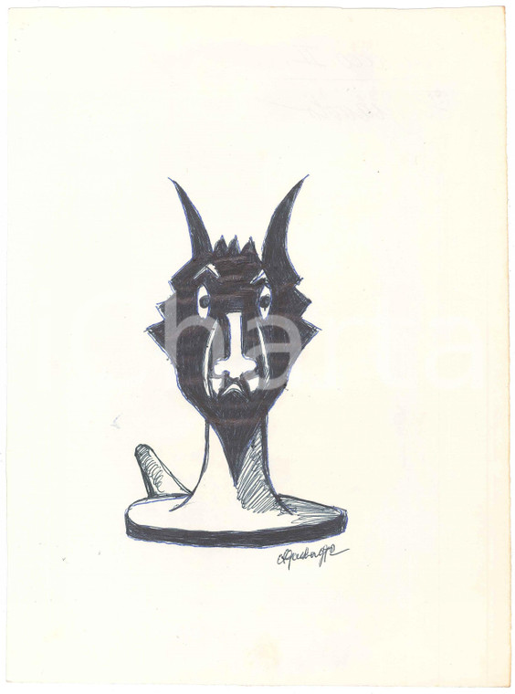 1972 PADOVA Achille GAMBERINI - Il diavolo *Disegno 20x28 cm