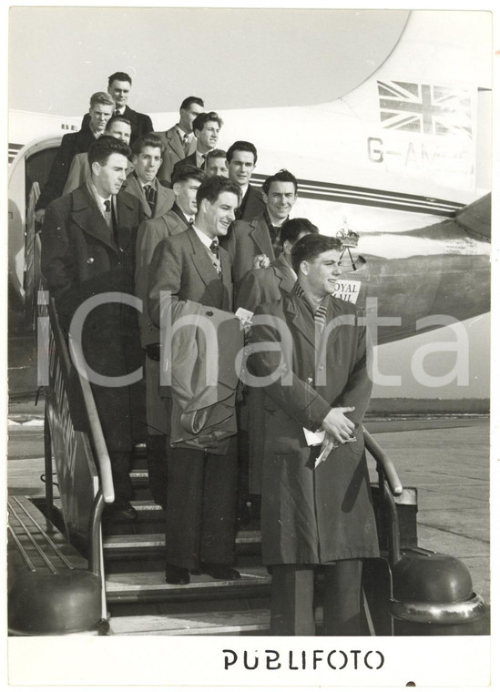 1954 MILANO Malpensa - Arrivo NAZIONALE GIOVANILE INGLESE di calcio con volo BEA