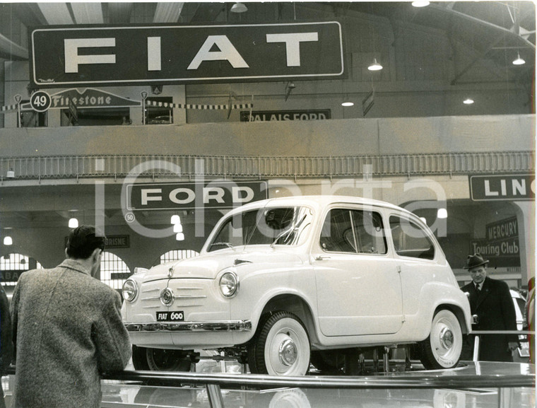 1955 GENEVE Salone dell'Automobile - Esposizione nuova FIAT 600 *Foto 24x18 cm