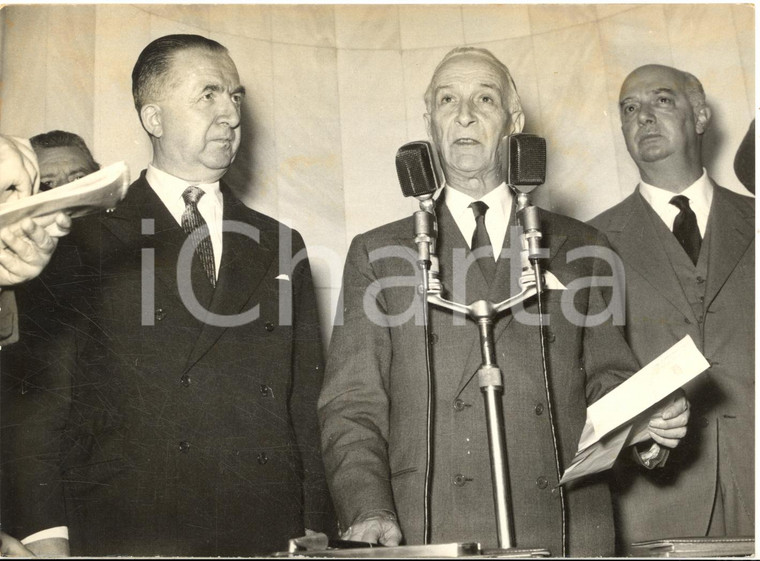 1959 ROMA Giuseppe PELLA e Antonio SEGNI in partenza per New York *Foto