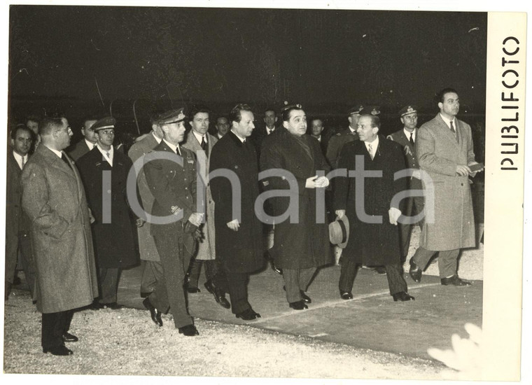1955 NAPOLI Aeroporto - Arrivo di Pierre MENDÈS FRANCE *Foto 18x13 cm