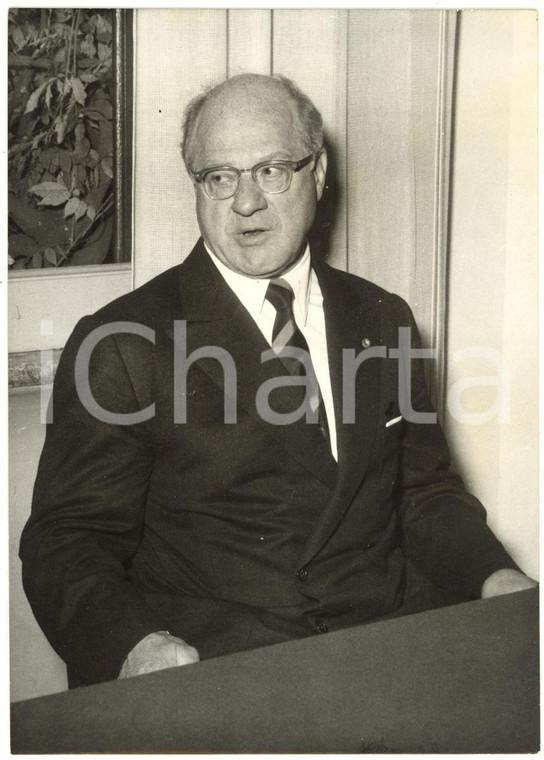 1957 ROMA Presidente C.I.O. Avery BRUNDAGE in conferenza stampa sulle Olimpiadi