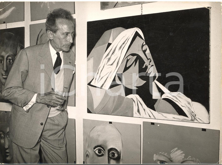 1955 ROMA Galleria Attanasio - Jean COCTEAU al vernissage della sua personale