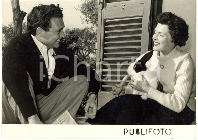 1955 ca CAPRI - Attrice Tamara LEES con il fidanzato Fulvio VERGARI *Foto