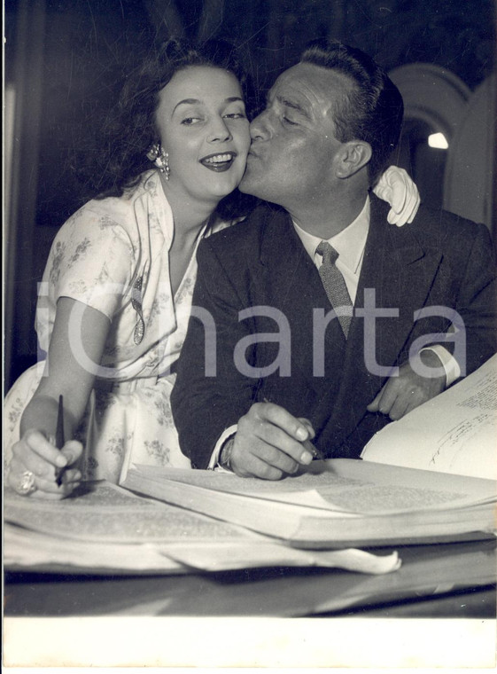 1953 NEUILLY Nozze tra Ludmilla TCHERINA e Raymond ROI - Foto 13x18 cm