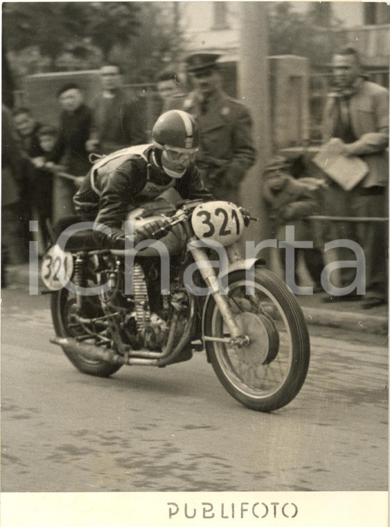 1954 MOTOCICLISMO BOLOGNA Tarquinio PROVINI vince MOTOGIRO D'ITALIA Foto 13x18