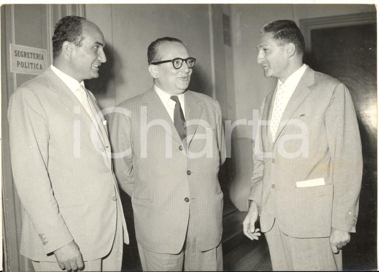 1956 ROMA Sede PSDI - Incontro Pierre COMMIN con Mario TANASSI Gino IPPOLITO