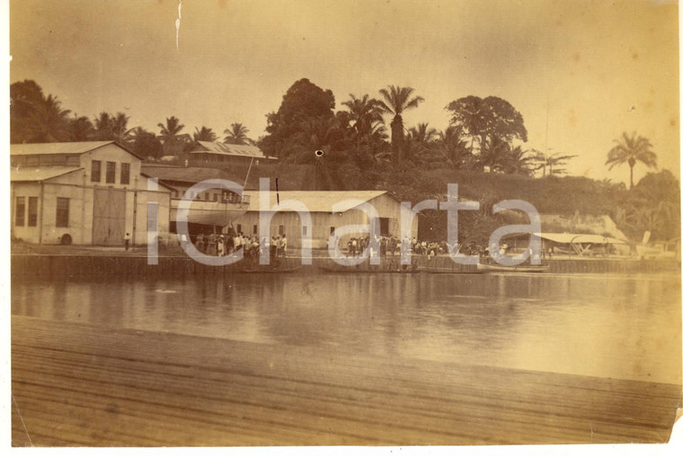 1930 ca  CONGO BELGA Magazzini sul lago - Foto ANIMATA 18x12 cm